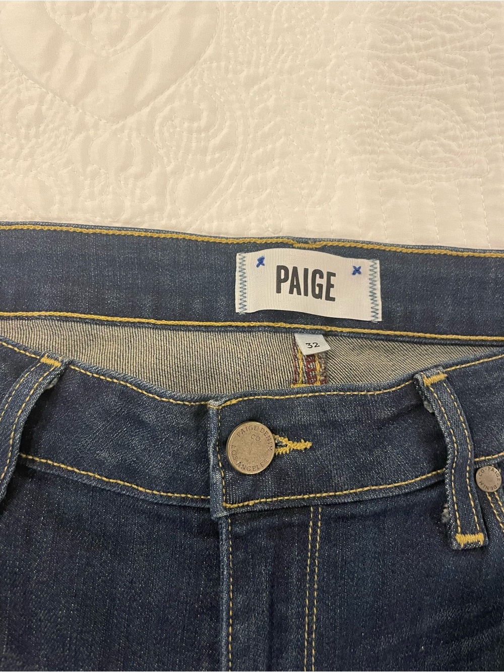 PAIGE High-Rise Dark Indigo Canyon Boot Stretch Jeans